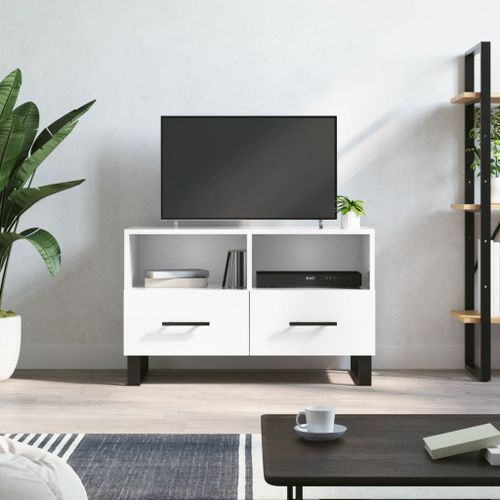 Meuble TV Blanc brillant 80x36x50 cm Bois d'ingénierie - Photo n°2; ?>