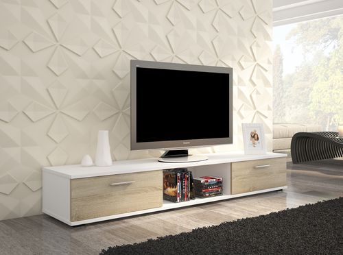 Meuble TV blanc et bois Sonoma mat Flexa 176 cm - Photo n°2; ?>
