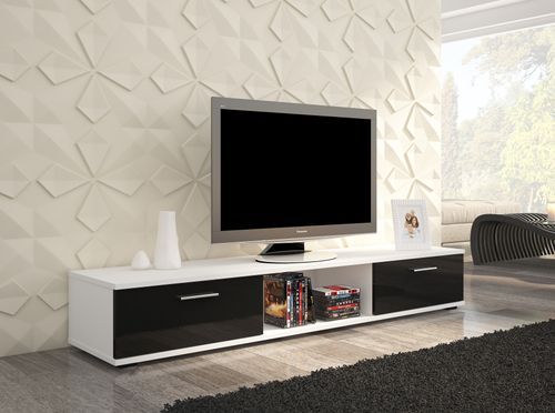 Meuble TV blanc et noir brillant Flexa 176 cm - Photo n°2; ?>