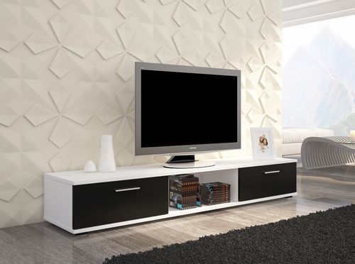 Meuble TV blanc et noir mat Flexa 176 cm - Photo n°2; ?>