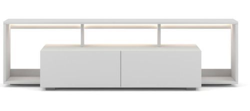 Meuble Tv blanc mat avec éclairage 1 porte Lukio 150 cm - Photo n°3; ?>