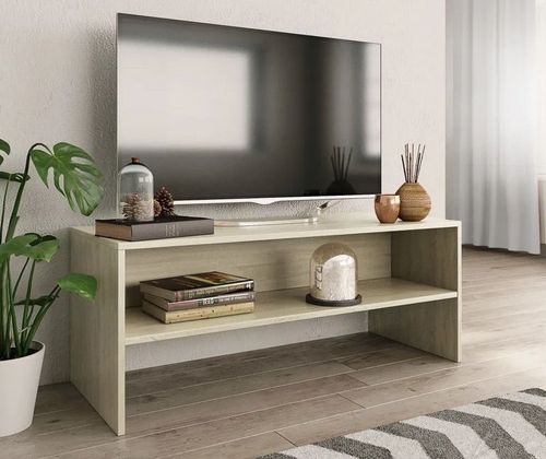 Meuble TV bois chêne clair Thela 100 cm - Photo n°2; ?>