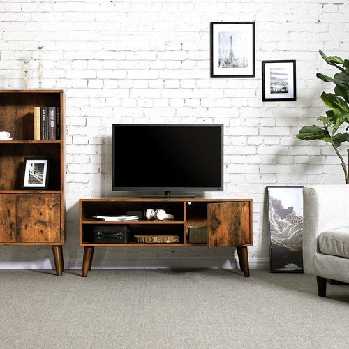 Meuble TV bois marron vintage style 1 porte et 1 étagère Kaza 110 cm - Photo n°2; ?>
