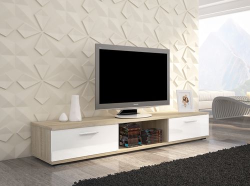 Meuble TV bois Sonoma et blanc brillant Flexa 176 cm - Photo n°2; ?>