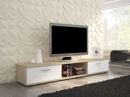 Meuble TV bois Sonoma et blanc mat Flexa 176 cm - Photo n°2; ?>