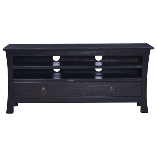 Meuble TV Café noir clair 100x30x45 cm Bois d'acajou massif - Photo n°3; ?>