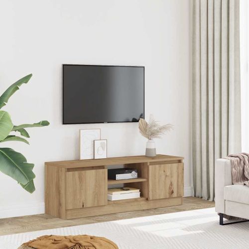 Meuble TV chêne artisanal 102x30x36 cm bois d'ingénierie - Photo n°3; ?>