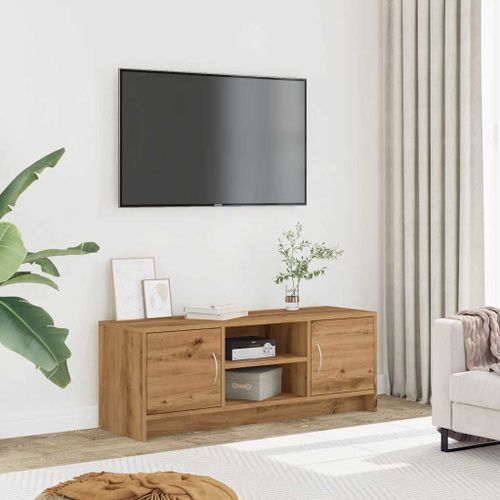 Meuble TV chêne artisanal 102x30x37,5 cm bois d'ingénierie - Photo n°3; ?>