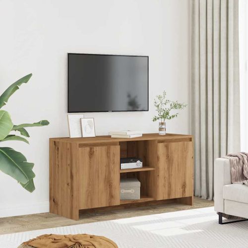 Meuble TV chêne artisanal 102x37,5x52,5 cm bois d'ingénierie - Photo n°3; ?>