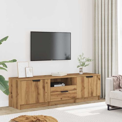 Meuble TV chêne artisanal 140x35x40 cm bois d'ingénierie - Photo n°3; ?>