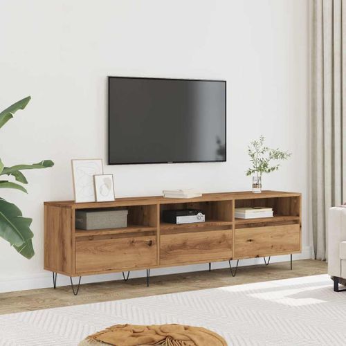 Meuble TV chêne artisanal 150x30x44,5 cm bois d'ingénierie - Photo n°3; ?>