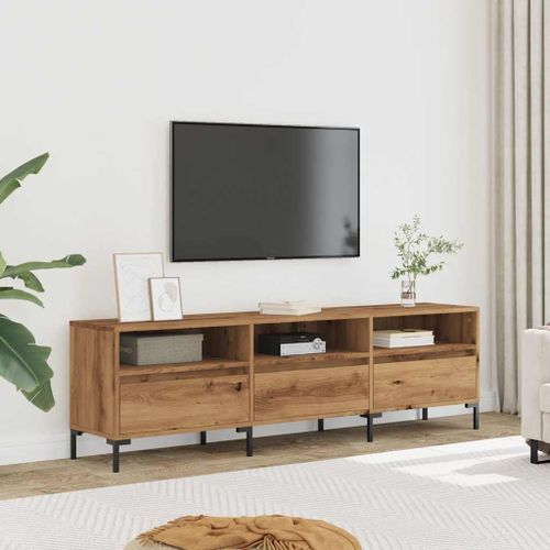 Meuble TV chêne artisanal 150x30x44,5 cm bois d'ingénierie - Photo n°3; ?>