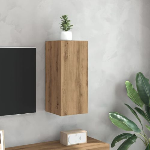 Meuble TV chêne artisanal 30,5x30x60 cm bois d'ingénierie - Photo n°3; ?>