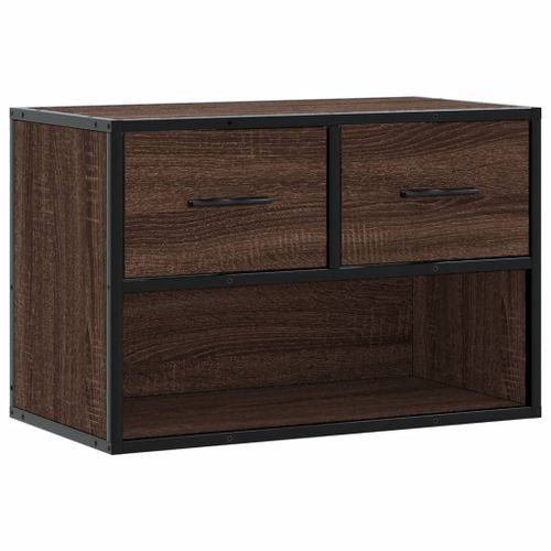 Meuble TV chêne brun 60x31x39,5 cm bois d'ingénierie et métal - Photo n°2; ?>