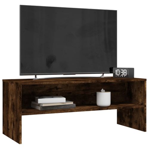 Meuble TV Chêne fumé 100x40x40 cm Bois d'ingénierie - Photo n°3; ?>