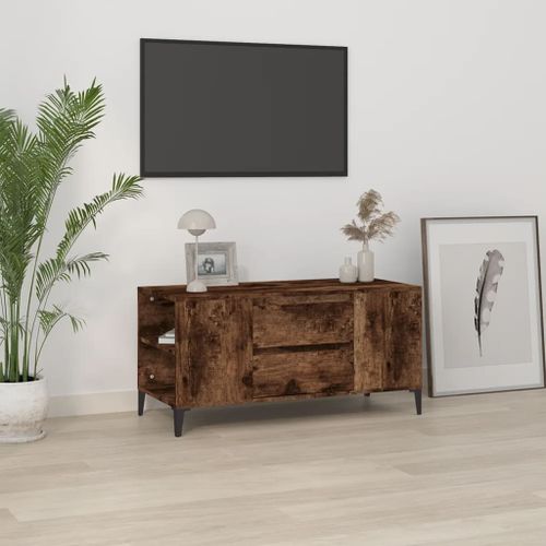 Meuble TV Chêne fumé 102x44,5x50 cm Bois d'ingénierie - Photo n°2; ?>