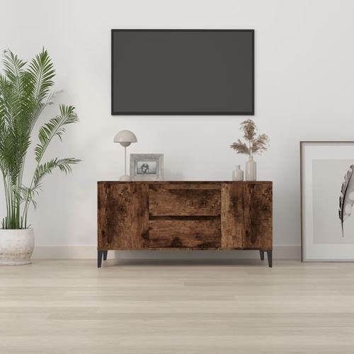 Meuble TV Chêne fumé 102x44,5x50 cm Bois d'ingénierie - Photo n°3; ?>