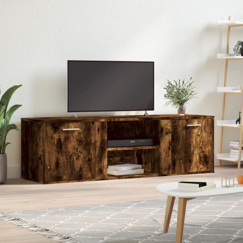 Meuble TV chêne fumé 120x34x37 cm bois d'ingénierie - Photo n°2; ?>