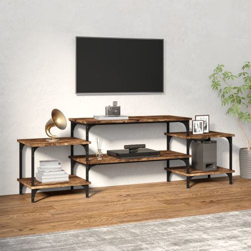 Meuble TV Chêne fumé 157x35x52 cm bois d'ingénierie - Photo n°2; ?>