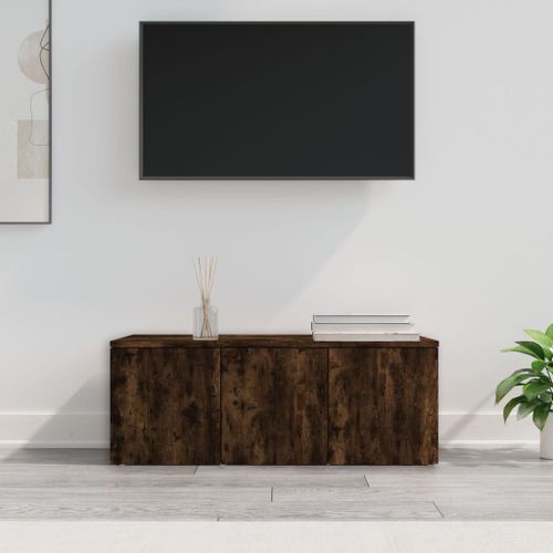 Meuble TV Chêne fumé 80x34x30 cm Bois d'ingénierie - Photo n°2; ?>