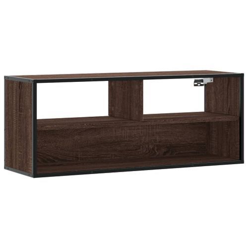 Meuble TV chêne marron 100x31x39,5cm bois d'ingénierie et métal - Photo n°2; ?>