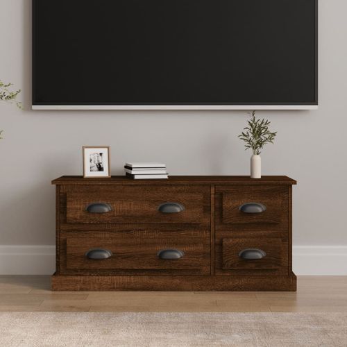 Meuble TV chêne marron 100x35,5x45 cm bois d'ingénierie - Photo n°2; ?>