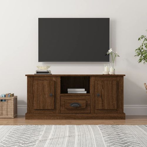 Meuble TV chêne marron 100x35,5x45 cm bois d'ingénierie - Photo n°2; ?>