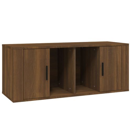 Meuble TV Chêne marron 100x35x40 cm Bois d'ingénierie - Photo n°2; ?>