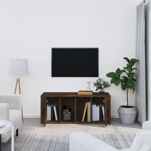 Meuble TV Chêne marron 100x35x40 cm Bois d'ingénierie - Photo n°3; ?>