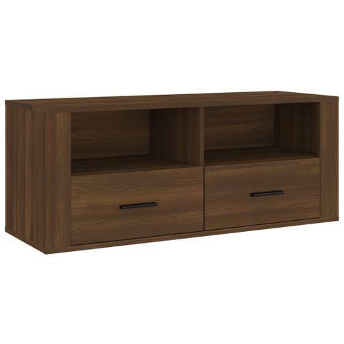 Meuble TV Chêne marron 100x35x40 cm Bois d'ingénierie - Photo n°2; ?>