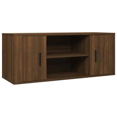 Meuble TV Chêne marron 100x35x40 cm Bois d'ingénierie - Photo n°2; ?>