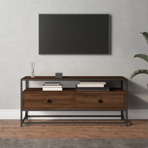 Meuble TV chêne marron 100x35x45 cm bois d'ingénierie - Photo n°2; ?>