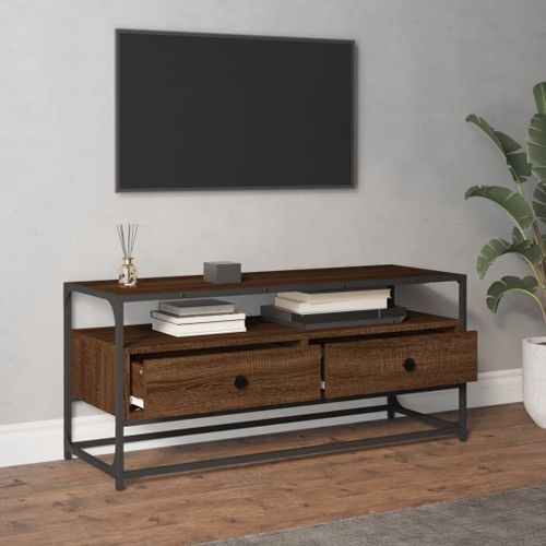 Meuble TV chêne marron 100x35x45 cm bois d'ingénierie - Photo n°3; ?>