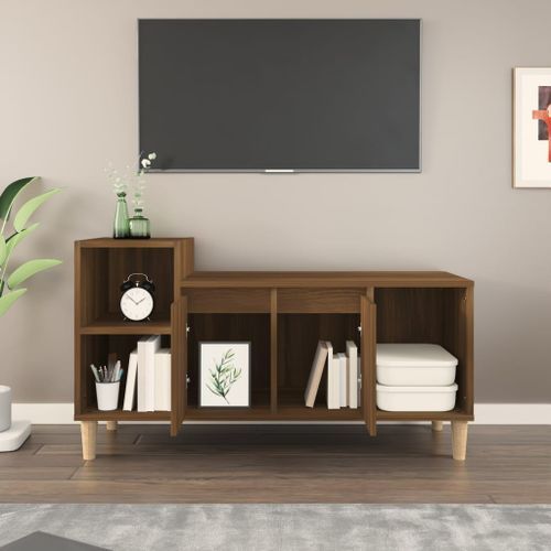 Meuble TV Chêne marron 100x35x55 cm Bois d'ingénierie - Photo n°3; ?>