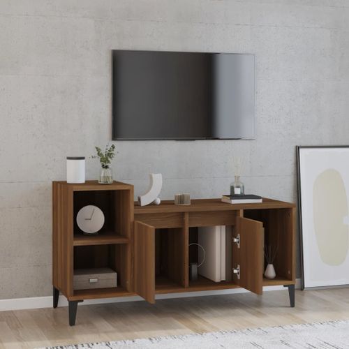 Meuble TV Chêne marron 100x35x55 cm Bois d'ingénierie - Photo n°3; ?>