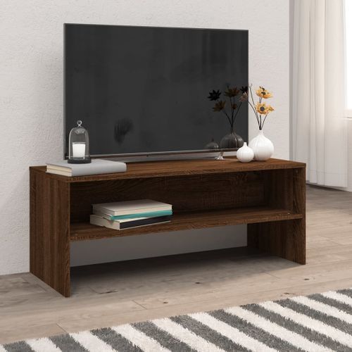 Meuble TV Chêne marron 100x40x40 cm Bois d'ingénierie - Photo n°2; ?>