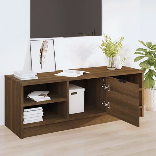 Meuble TV Chêne marron 102x35,5x36,5 cm Bois d'ingénierie - Photo n°3; ?>