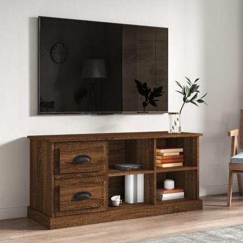 Meuble TV chêne marron 102x35,5x47,5 cm bois d'ingénierie - Photo n°2; ?>