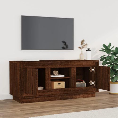 Meuble TV chêne marron 102x35x45 cm bois d'ingénierie - Photo n°3; ?>