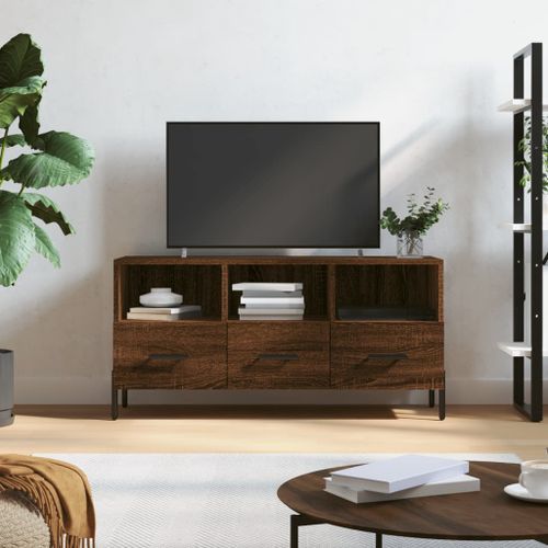 Meuble TV chêne marron 102x36x50 cm bois d'ingénierie - Photo n°2; ?>