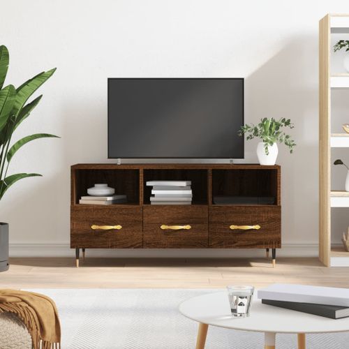 Meuble TV chêne marron 102x36x50 cm bois d'ingénierie - Photo n°2; ?>