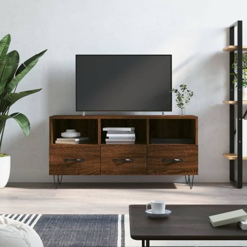 Meuble TV chêne marron 102x36x50 cm bois d'ingénierie - Photo n°2; ?>