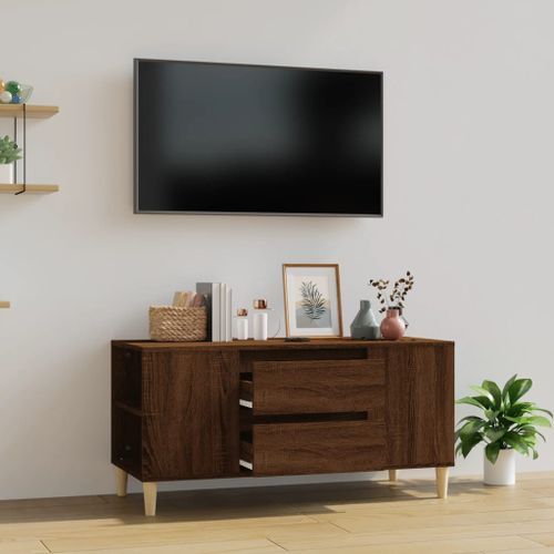 Meuble TV Chêne marron 102x44,5x50 cm Bois d'ingénierie - Photo n°2; ?>