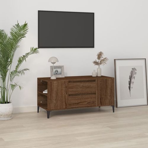 Meuble TV Chêne marron 102x44,5x50 cm Bois d'ingénierie - Photo n°2; ?>