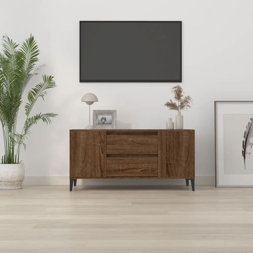 Meuble TV Chêne marron 102x44,5x50 cm Bois d'ingénierie - Photo n°3; ?>