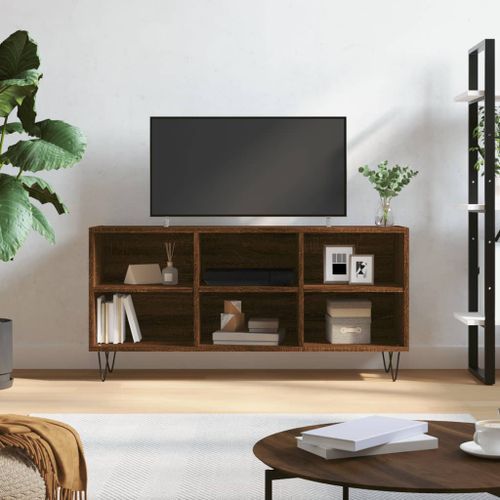 Meuble TV chêne marron 103,5x30x50 cm bois d'ingénierie - Photo n°2; ?>