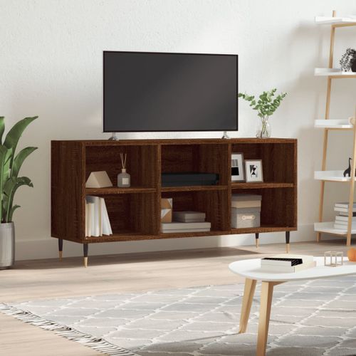 Meuble TV chêne marron 103,5x30x50 cm bois d'ingénierie - Photo n°2; ?>