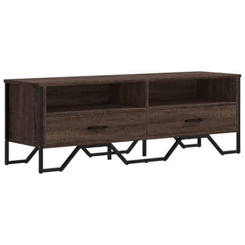 Meuble TV chêne marron 122x34x41 cm bois d'ingénierie - Photo n°2; ?>