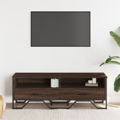 Meuble TV chêne marron 122x34x41 cm bois d'ingénierie - Photo n°3; ?>