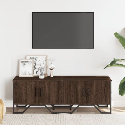 Meuble TV chêne marron 122x34x41 cm bois d'ingénierie - Photo n°3; ?>